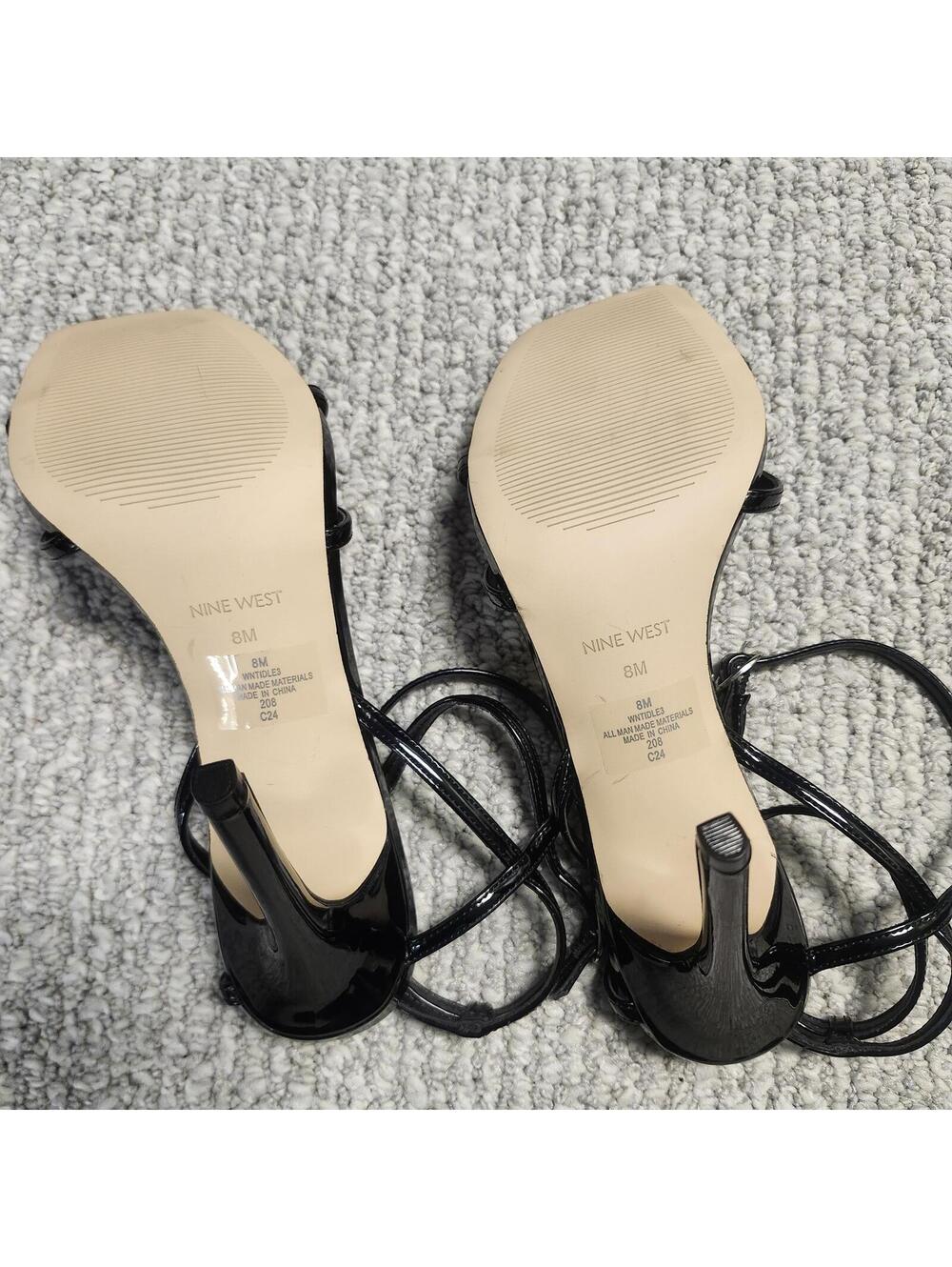 Nine West Black Strappy Heeled Sandals Square Toe Size 8 New - Picture 9 of 9